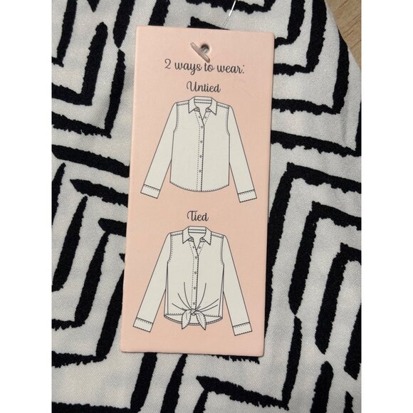 Tamara H Sleeveless Shirt Women Small Black White Chevron Stripe Business Casual - Picture 4 of 6